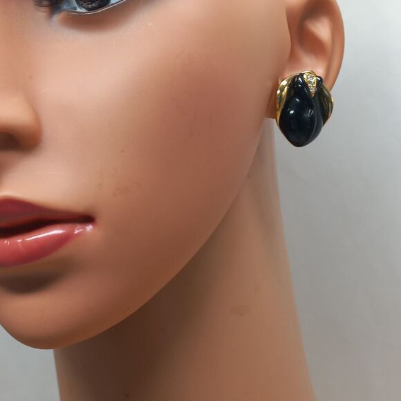 KJL for Avon  Midnight Rose  Beaded Necklace Earrings  Black and White Roses - Picture 6 of 9